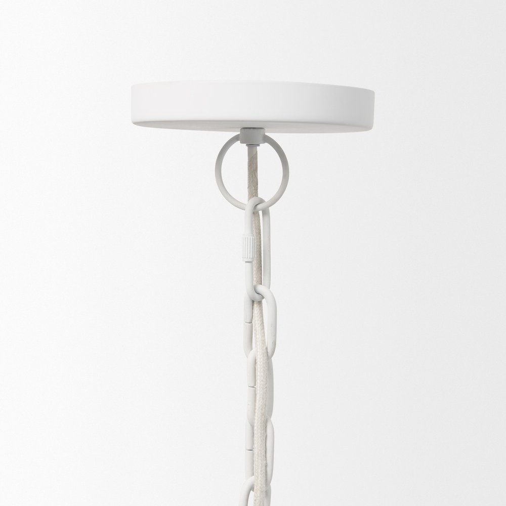 White Metal Single Ceiling Light With White Shades