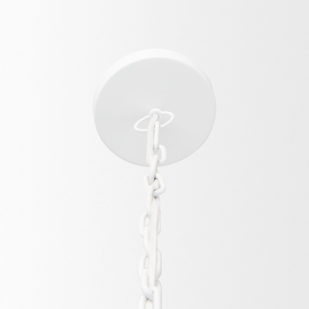White Metal Single Ceiling Light With White Shades