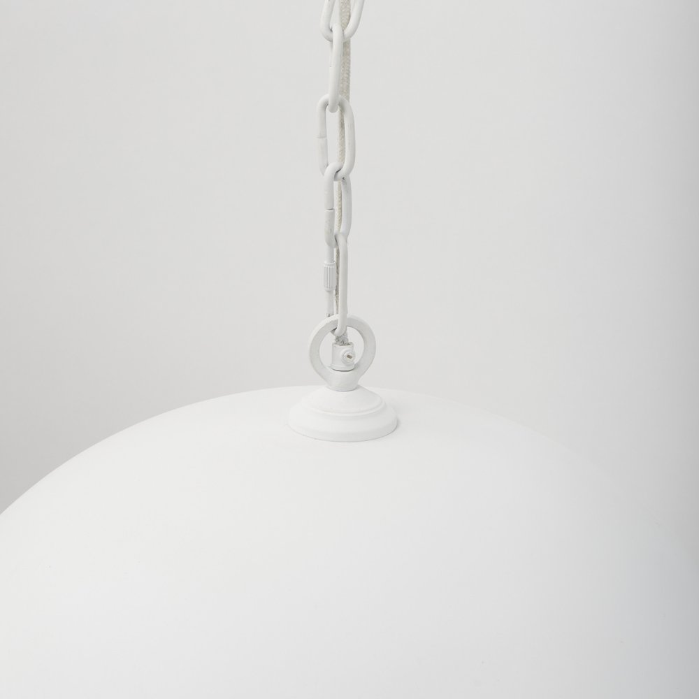 White Metal Single Ceiling Light With White Shades