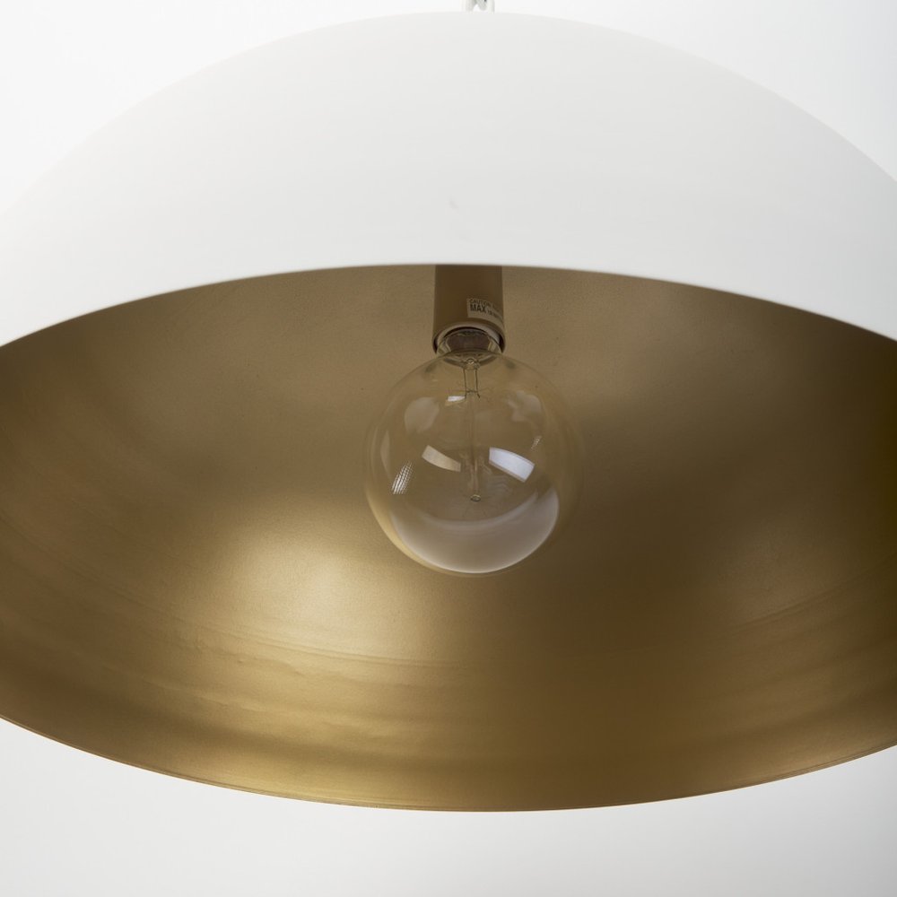 White Metal Single Ceiling Light With White Shades