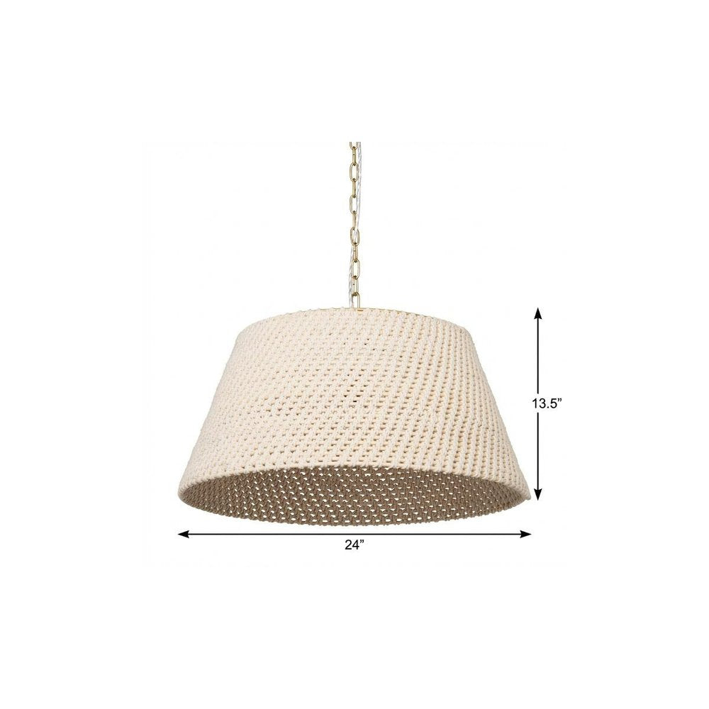Taupe Metal Single Ceiling Light With Cream Shades