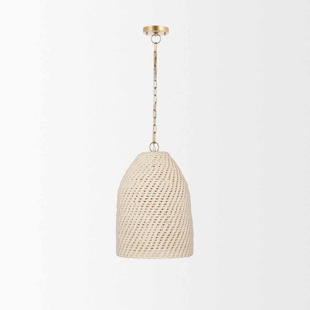 Taupe Metal Single Ceiling Light With Cream Shades