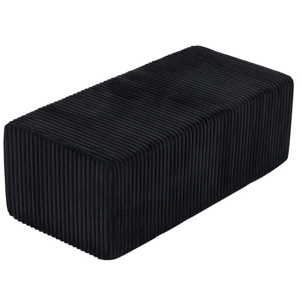 51" Black Corduroy Ottoman
