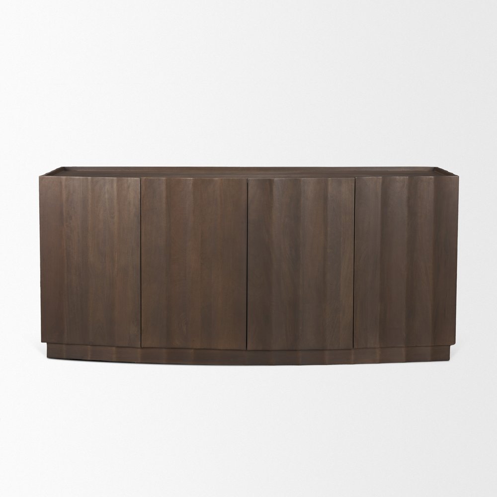 72" Brown Solid Wood Sideboard With Four Doors