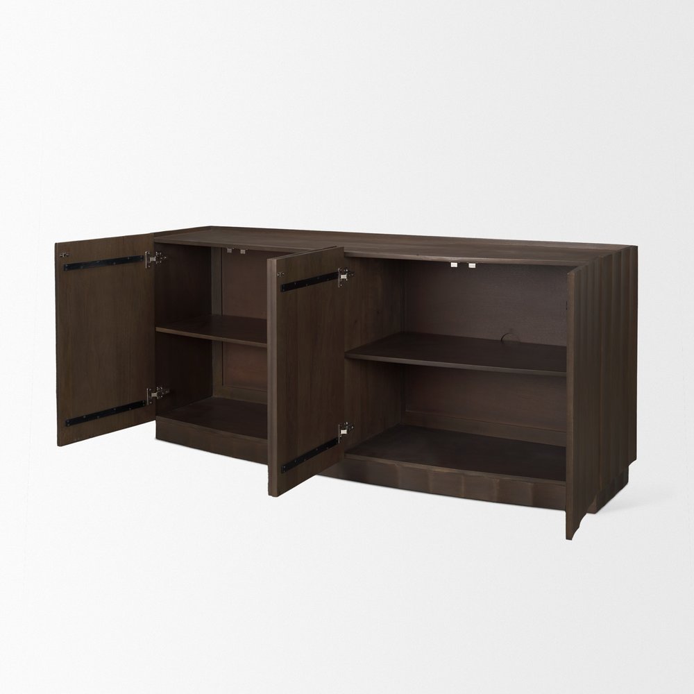 72" Brown Solid Wood Sideboard With Four Doors