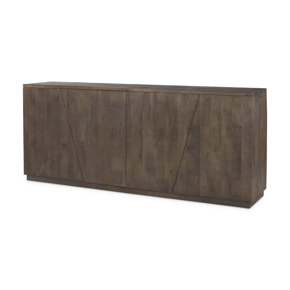 82" Brown Solid Wood Sideboard With Four Doors