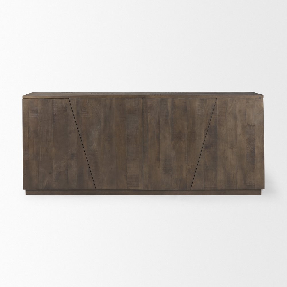 82" Brown Solid Wood Sideboard With Four Doors