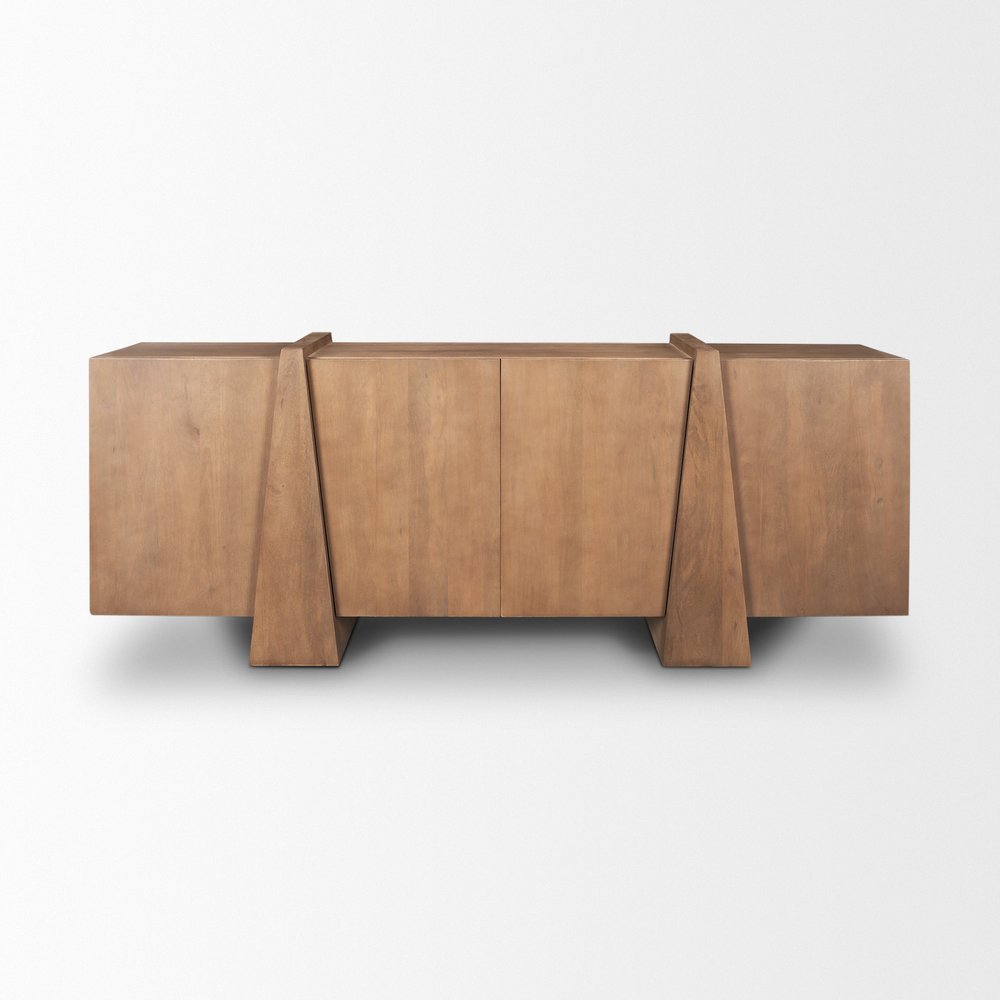 78" Brown Solid Wood Sideboard With Four Doors