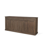 82" Brown Solid Wood Three Drawer Sideboard With Six Doors