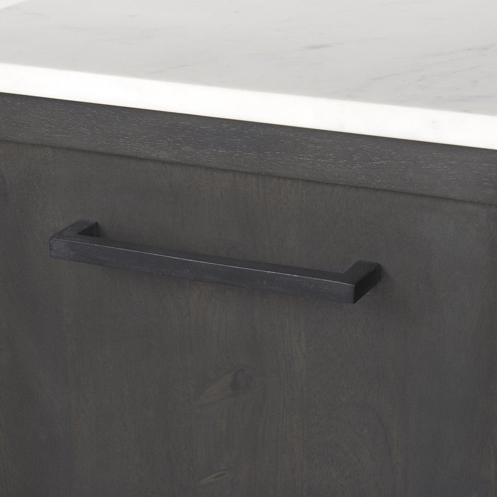 71" Black Solid Wood Three Drawer Sideboard With Two Doors