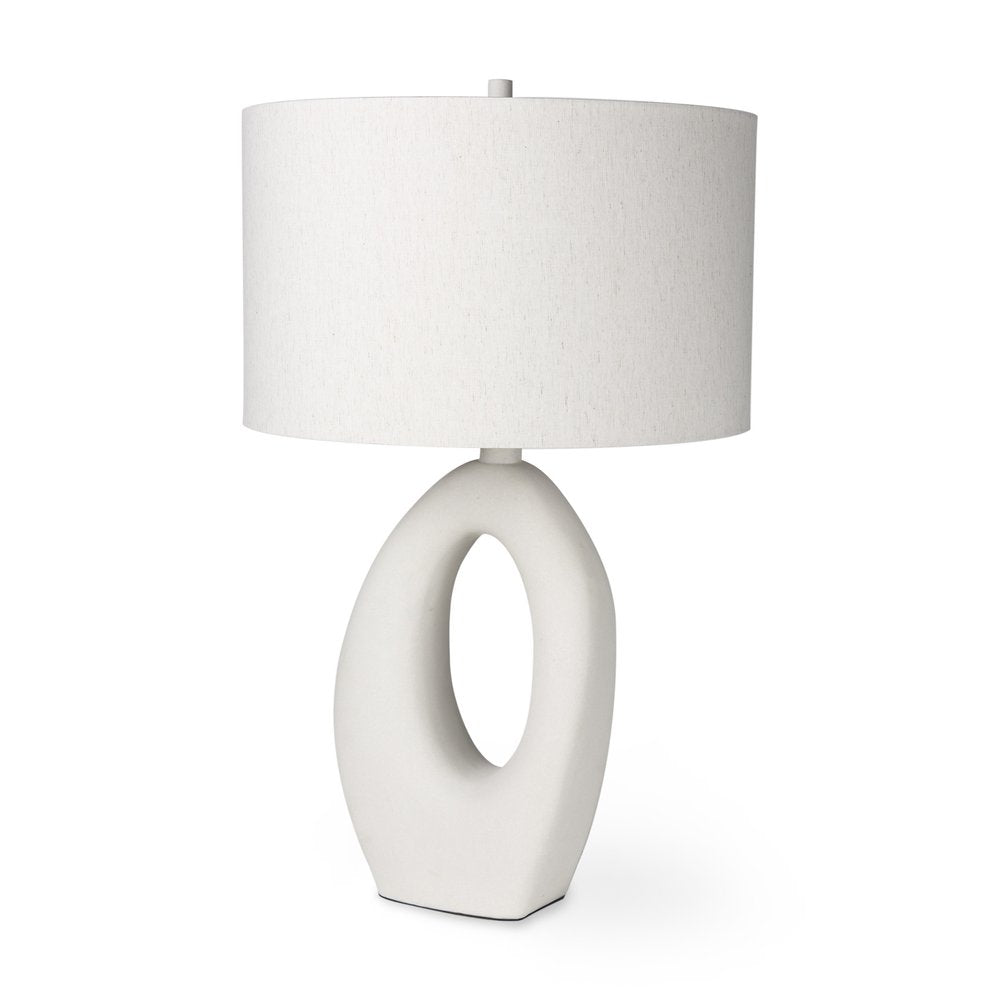 31" White Novelty Table Lamp With Drum Shade