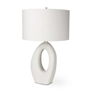 31" White Novelty Table Lamp With Drum Shade