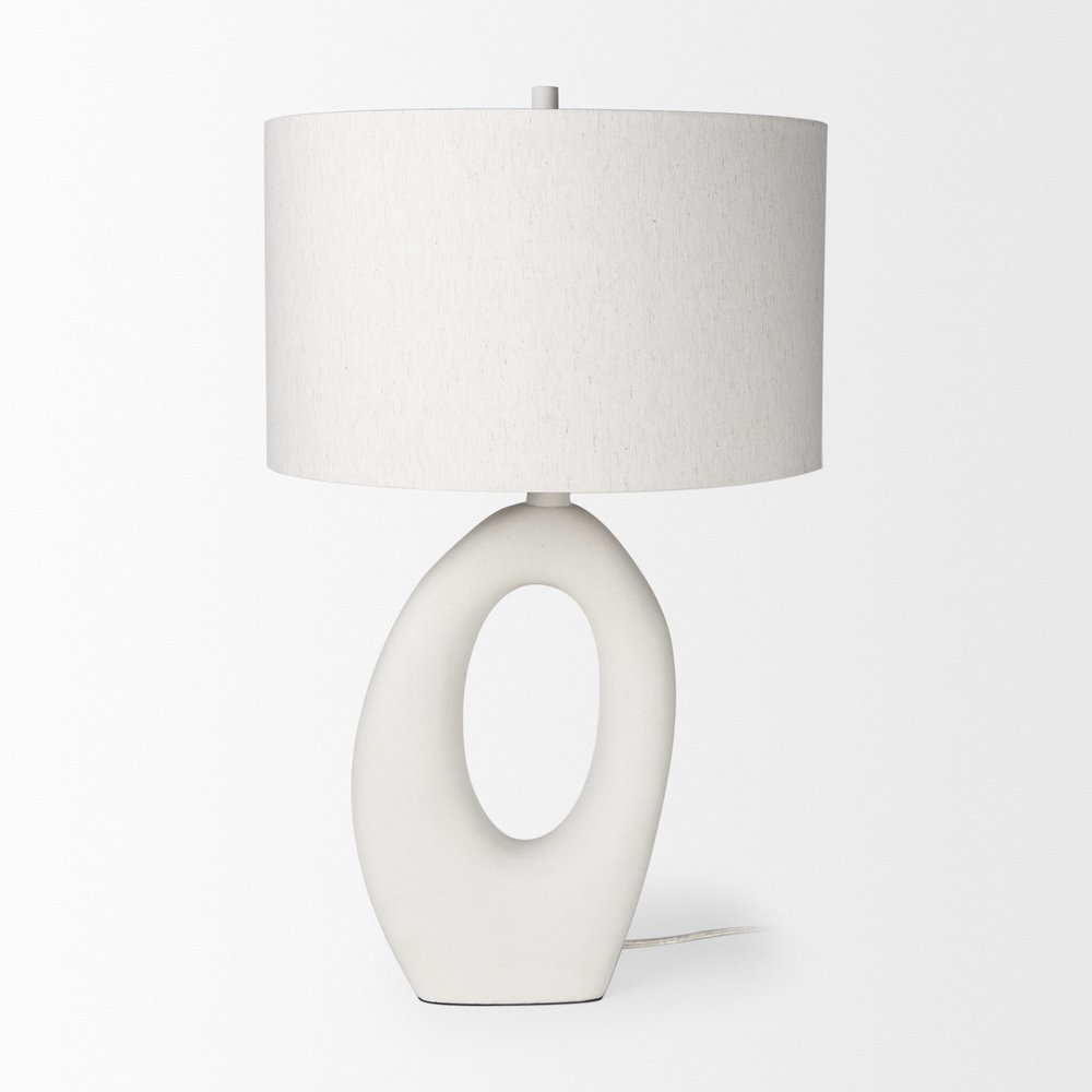 31" White Novelty Table Lamp With Drum Shade