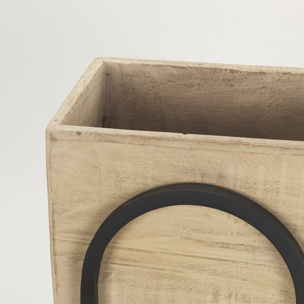 Set of Two Black Metal 1 Ounce Rectangular Urn Planters