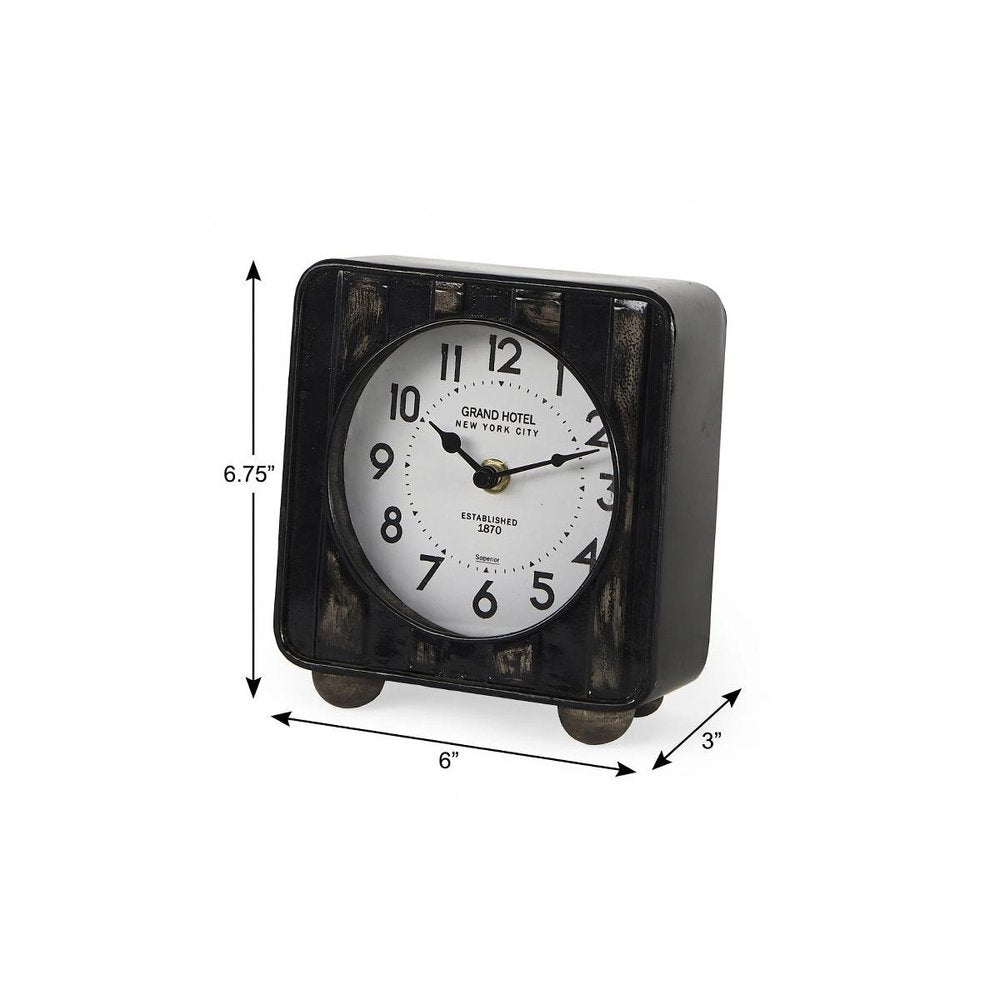 6" Black Metal Analog Round Wall Clock