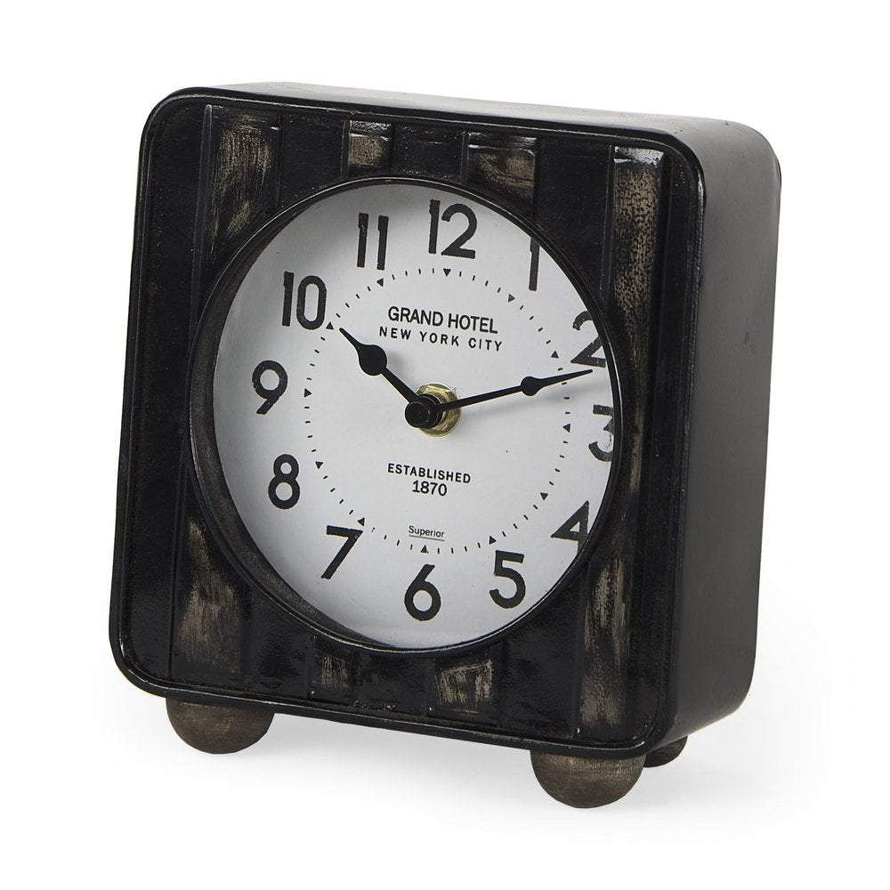 6" Black Metal Analog Round Wall Clock