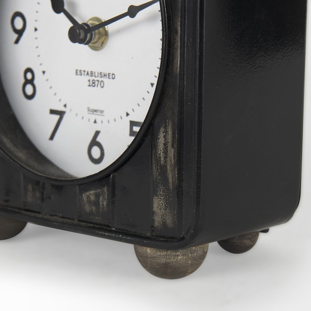 6" Black Metal Analog Round Wall Clock