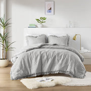 Phoebe - Full/Queen Diamond Quilted Ruffle Edge Comforter Set - Gray