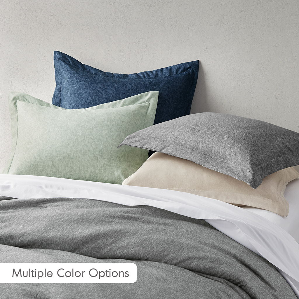 Camden - Full/Queen Chambray Print Solid Comforter Set - Neutral
