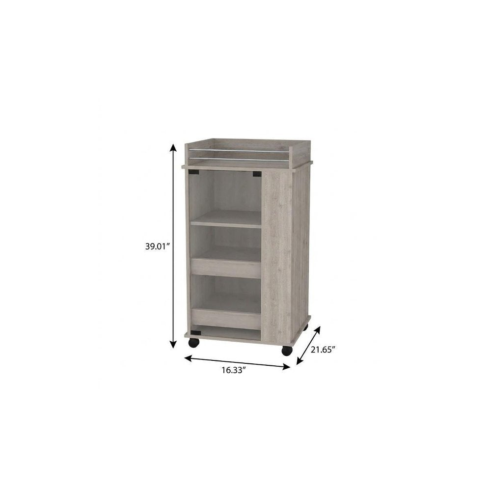 16" Gray Wood Bar Cart