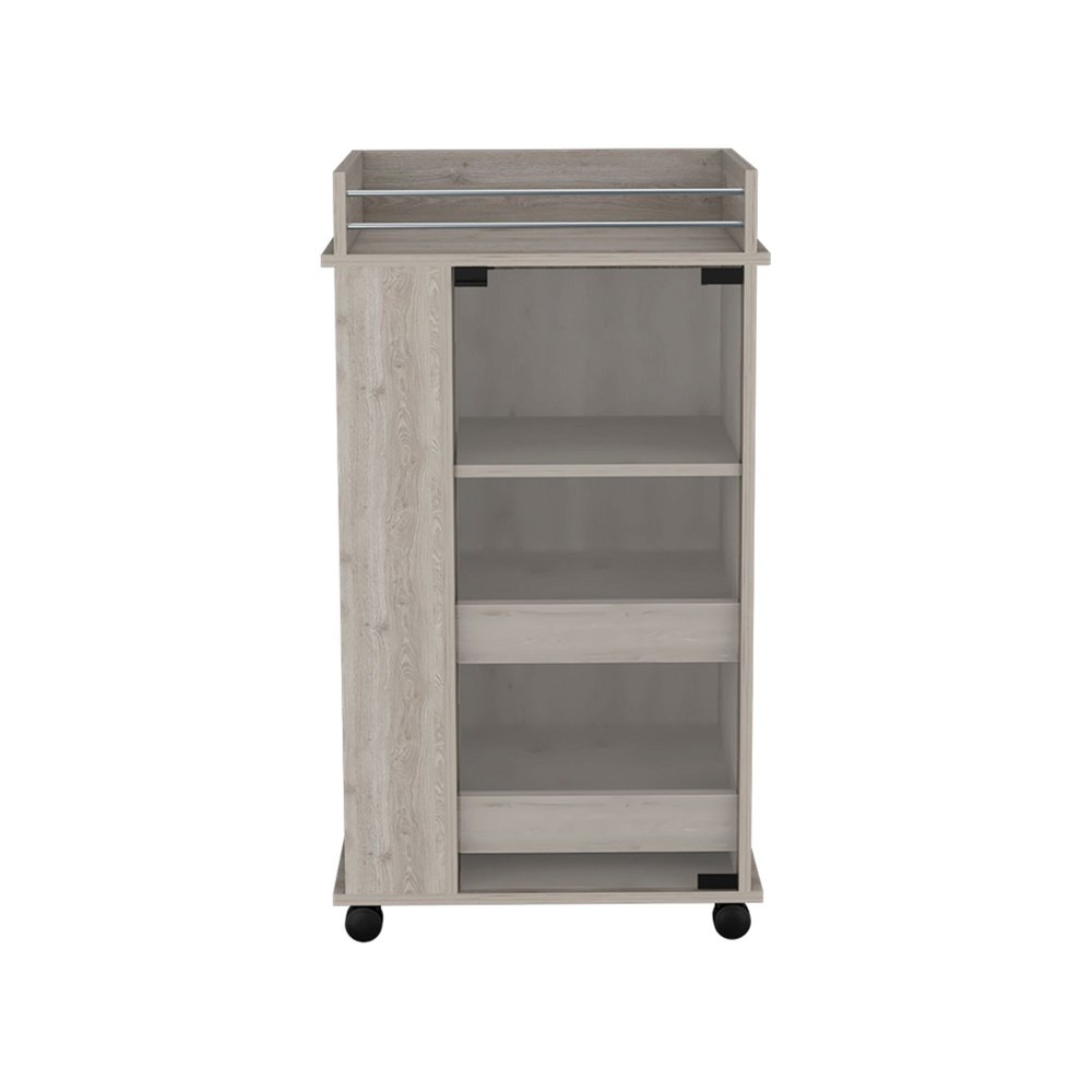 16" Gray Wood Bar Cart