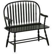 44" Black Wood Windsor Spindle Back Bench