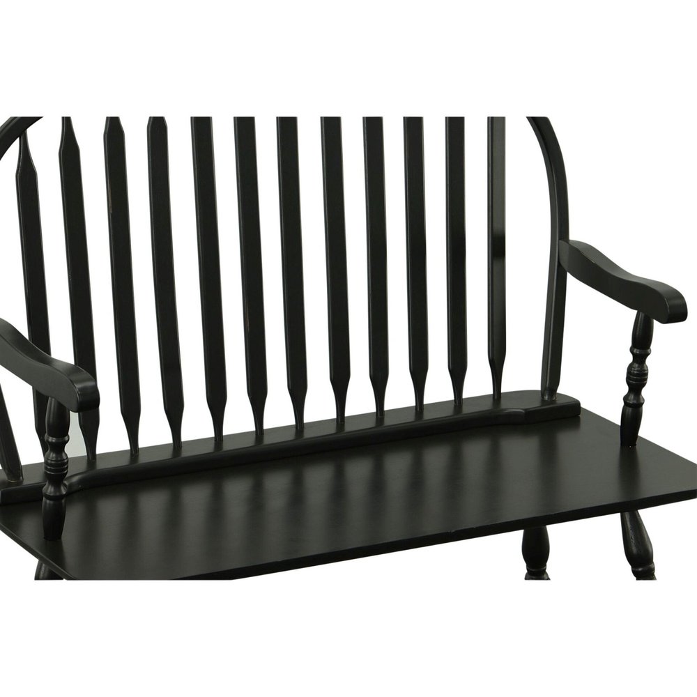44" Black Wood Windsor Spindle Back Bench