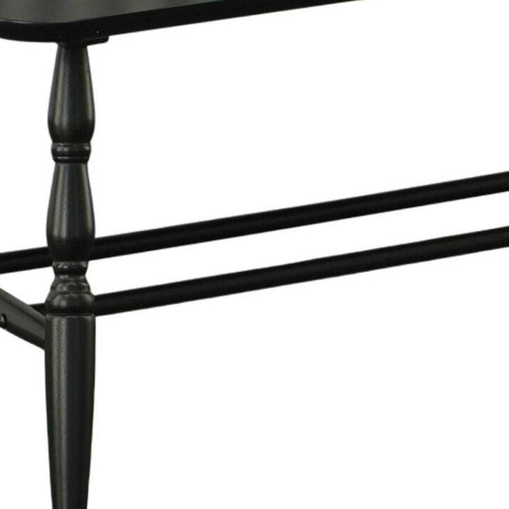 44" Black Wood Windsor Spindle Back Bench