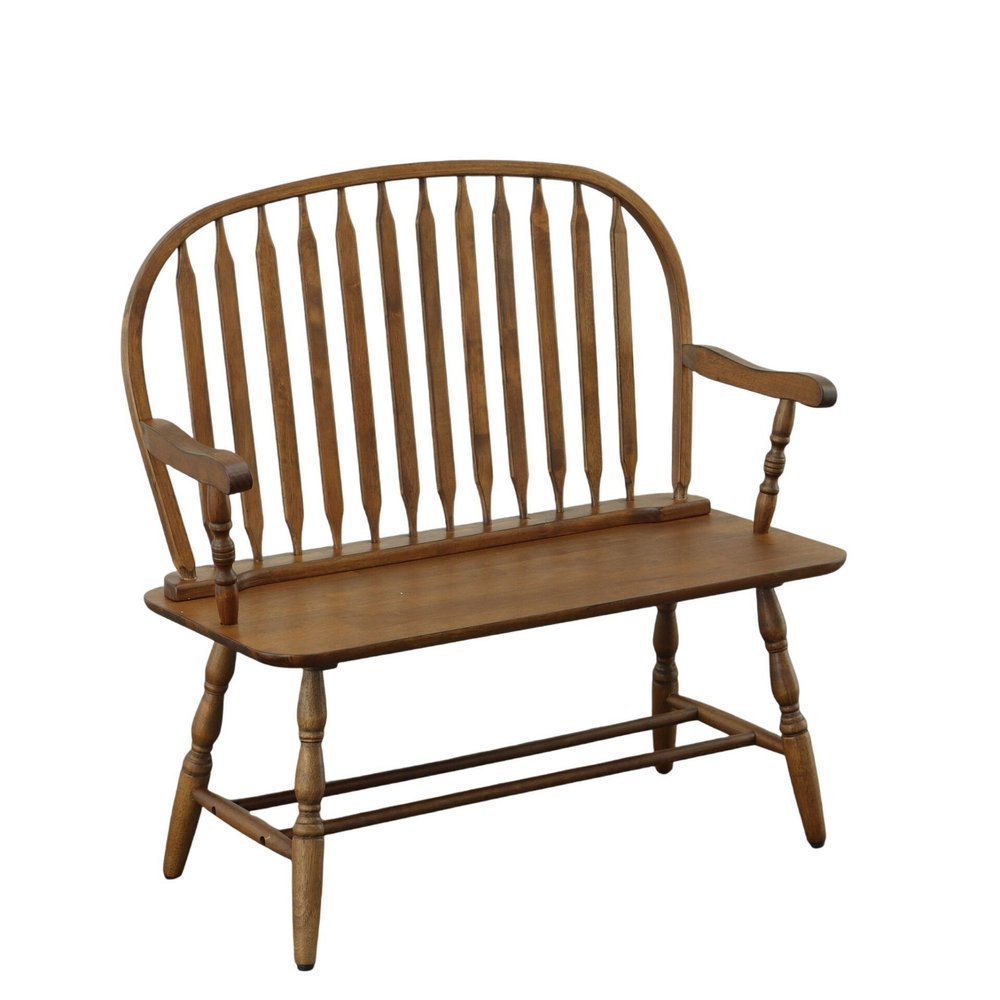 44" Black Wood Windsor Spindle Back Bench