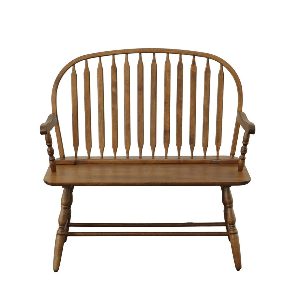 44" Black Wood Windsor Spindle Back Bench