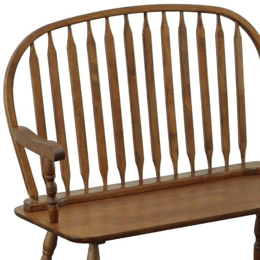 44" Black Wood Windsor Spindle Back Bench
