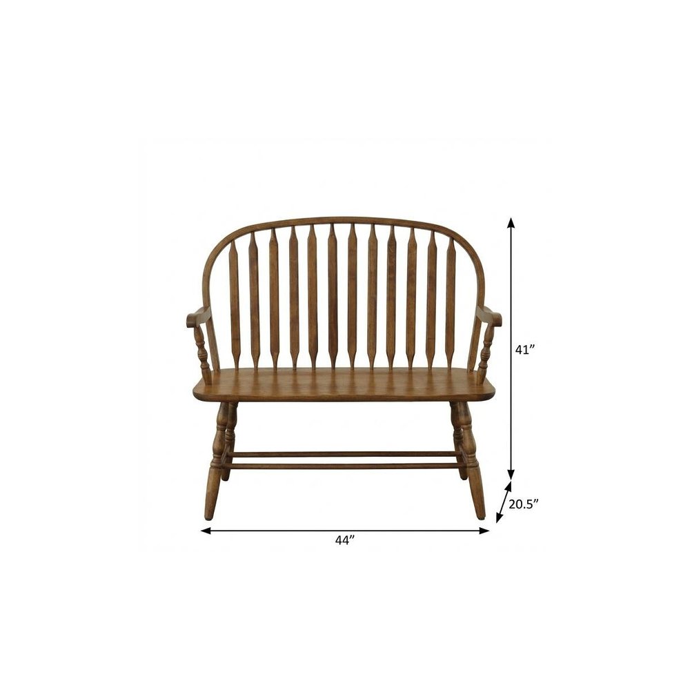 44" Black Wood Windsor Spindle Back Bench
