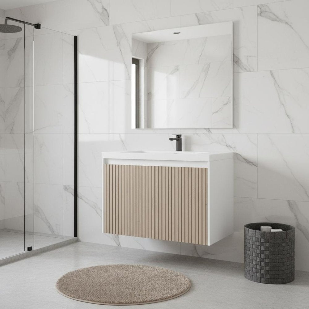 16" White Wood Freestanding Single Door Bathroom Vanity