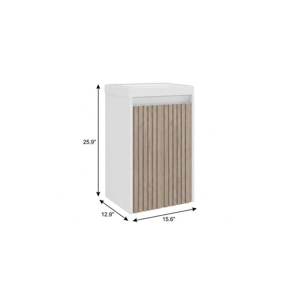 16" White Wood Freestanding Single Door Bathroom Vanity