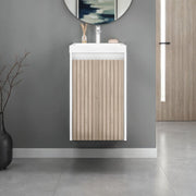 16" White Wood Freestanding Single Door Bathroom Vanity