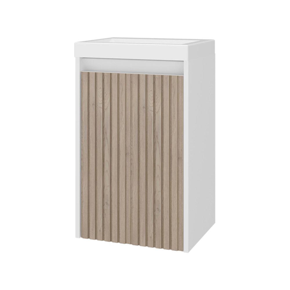 16" White Wood Freestanding Single Door Bathroom Vanity