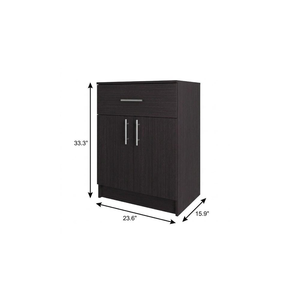 33" Black Wood Pantry Or Storage Closet