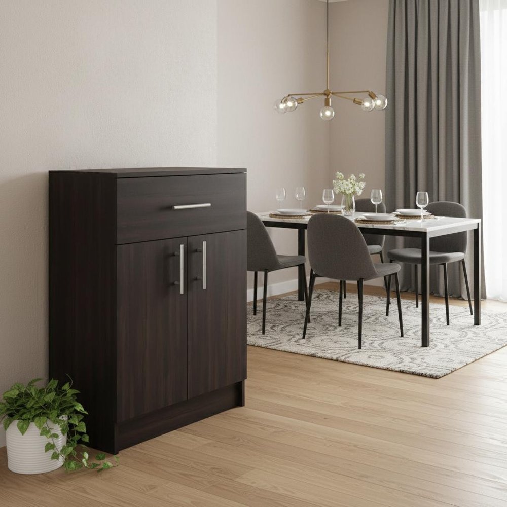 33" Walnut Wood Pantry Or Storage Closet