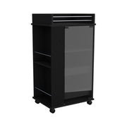 22" Black Wood Rolling Bar Cart