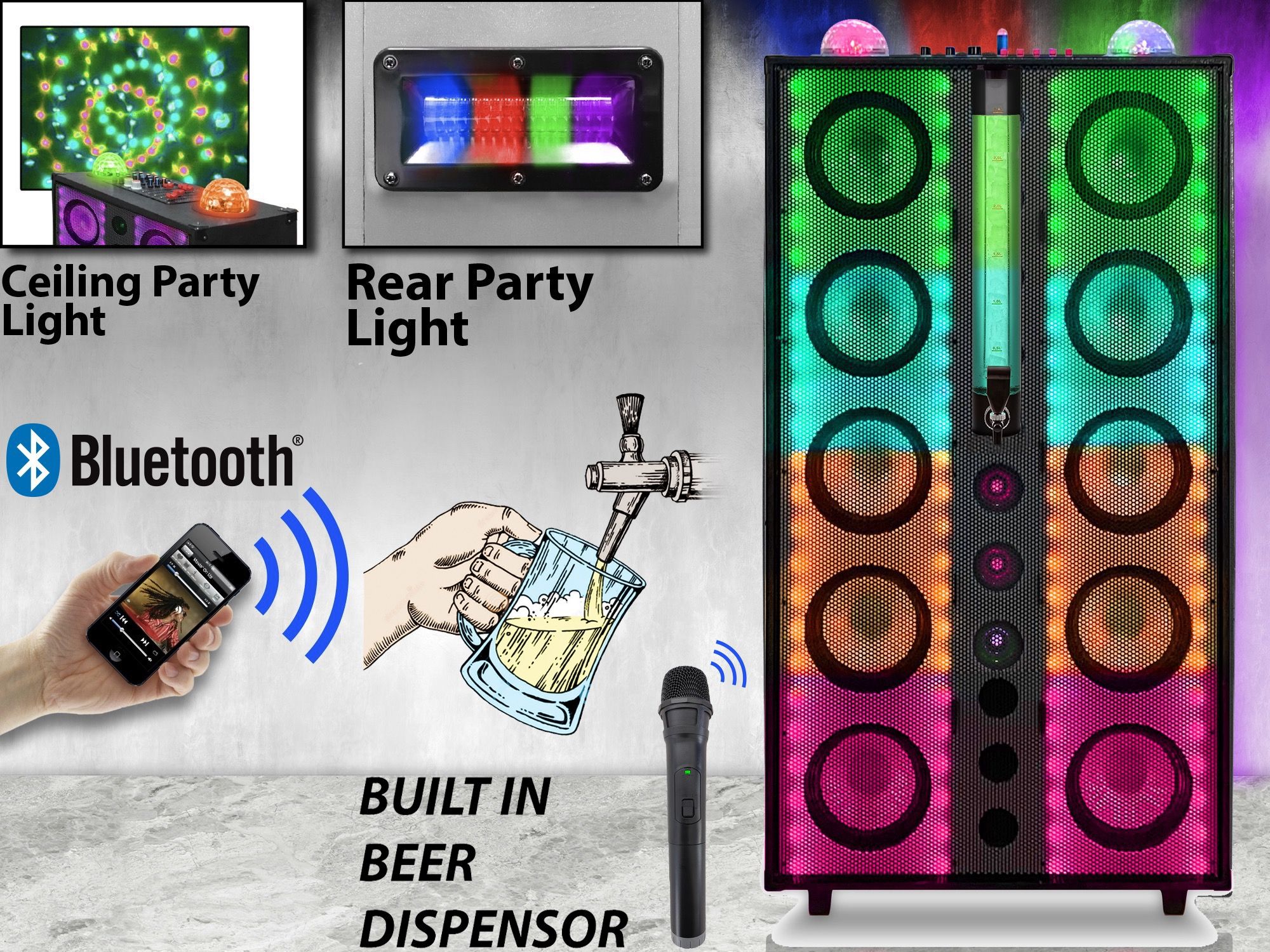10,000 Watt LED Party Speaker - Black