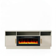 70" Black Wood Fireplace TV Stand With Fireplace