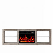 70" Black Wood Fireplace Entertainment Center With Fireplace