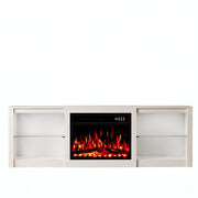 70" Black Wood Fireplace Entertainment Center With Fireplace