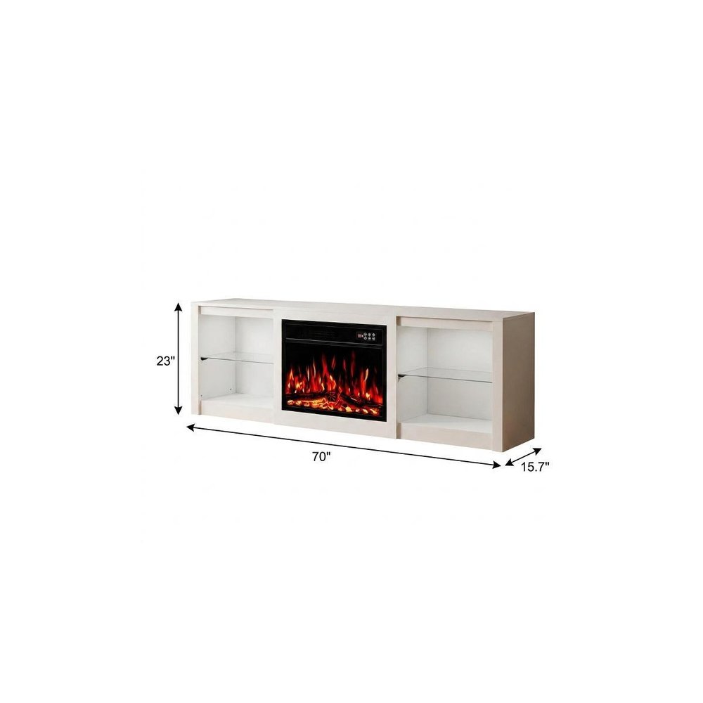70" Black Wood Fireplace Entertainment Center With Fireplace
