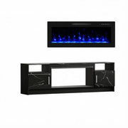 70" Black Wood Fireplace TV Stand With Fireplace
