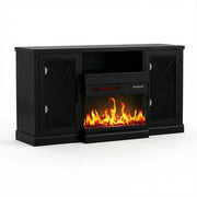 59" Black Wood Fireplace TV Stand With Fireplace