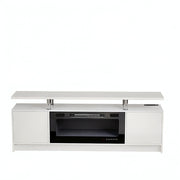 70" White Wood Fireplace TV Stand With Fireplace