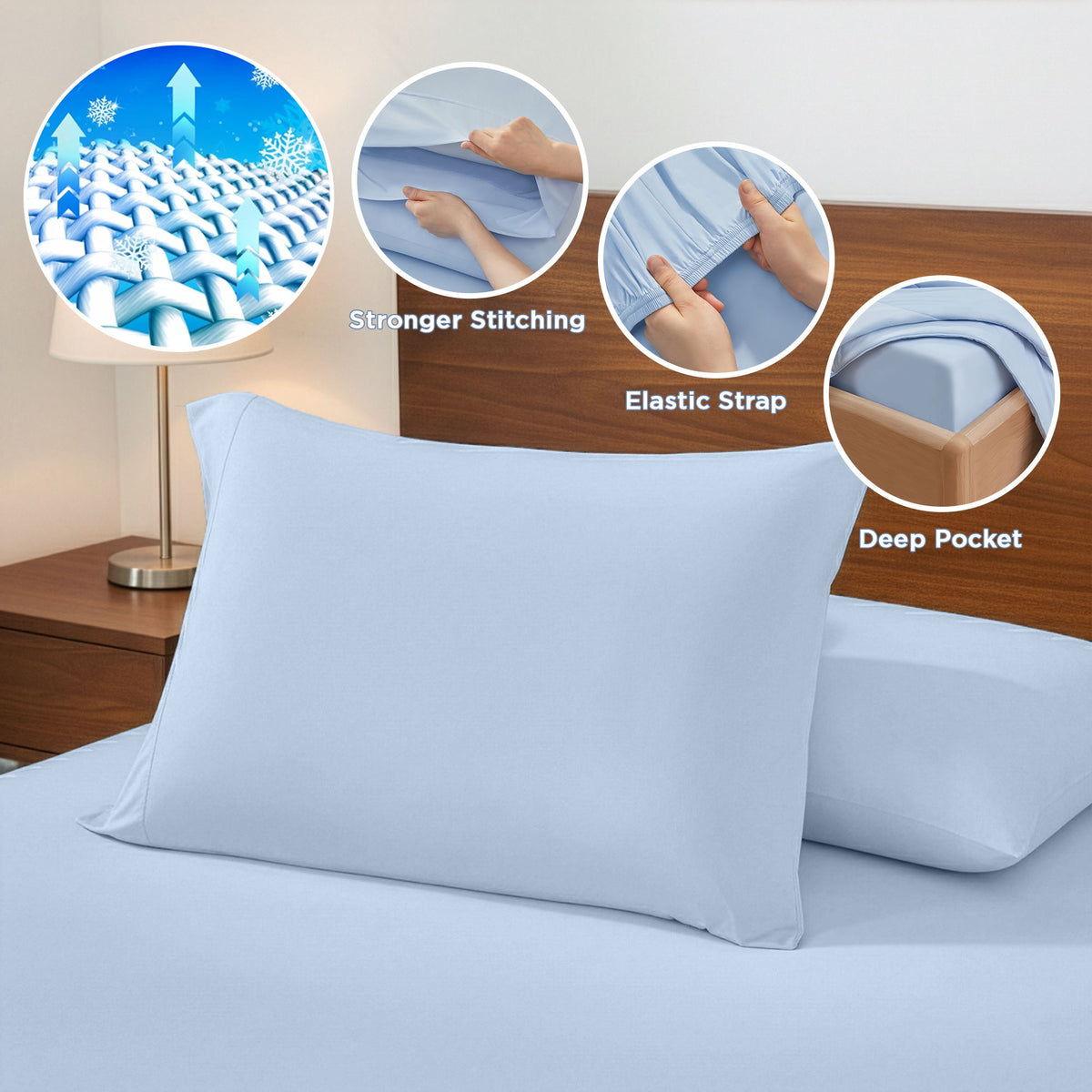 Ice Touch - Queen Sublime Serenity Luxury Sheet Set - Ice Blue