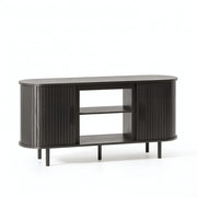 55" Black Wood Fireplace TV Stand With Fireplace