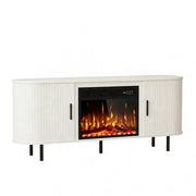 65" White Wood Fireplace TV Stand With Fireplace
